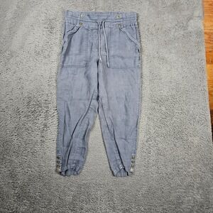 Wrap London‎ Womens 33" Linen Blend Drawstring Elastic Waist Casual Pants